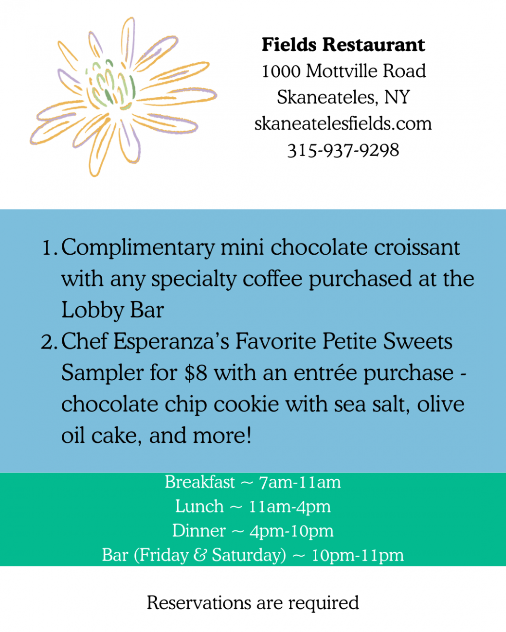 Fields Dining Week Menu