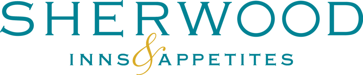 sherwood inns and appetites logo. blue text on white background
